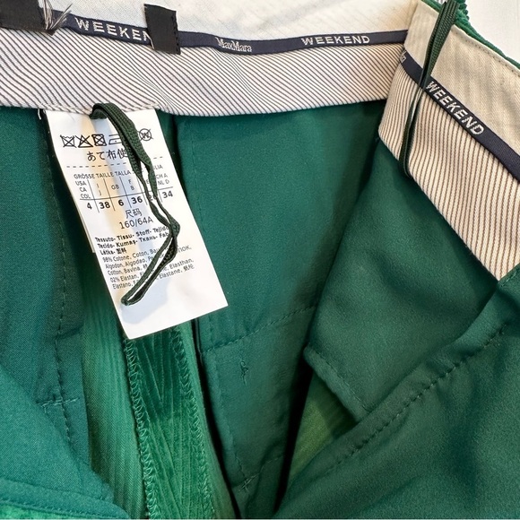 NWOT Weekend MaxMara label-cut Green Bootcut Trousers IT38 US2/4 - Picture 15 of 17